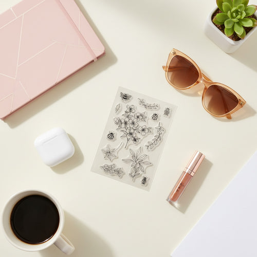 Botanical Flowers and Insects Clear Sticker Sheet