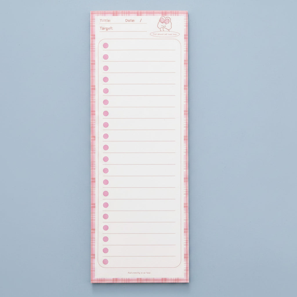 Pink Plaid Checklist Notepad With Bullet Points