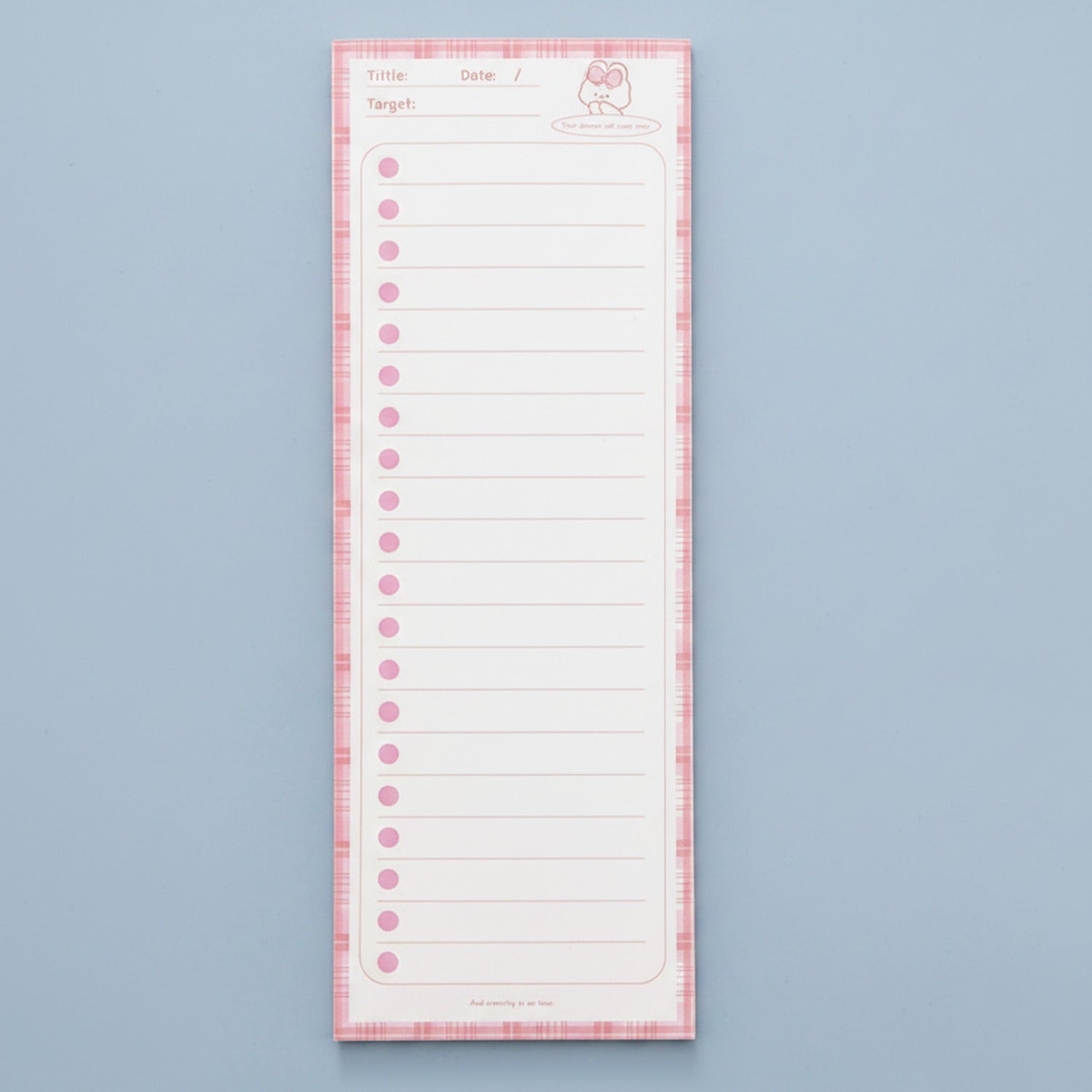 Pink Plaid Checklist Notepad With Bullet Points