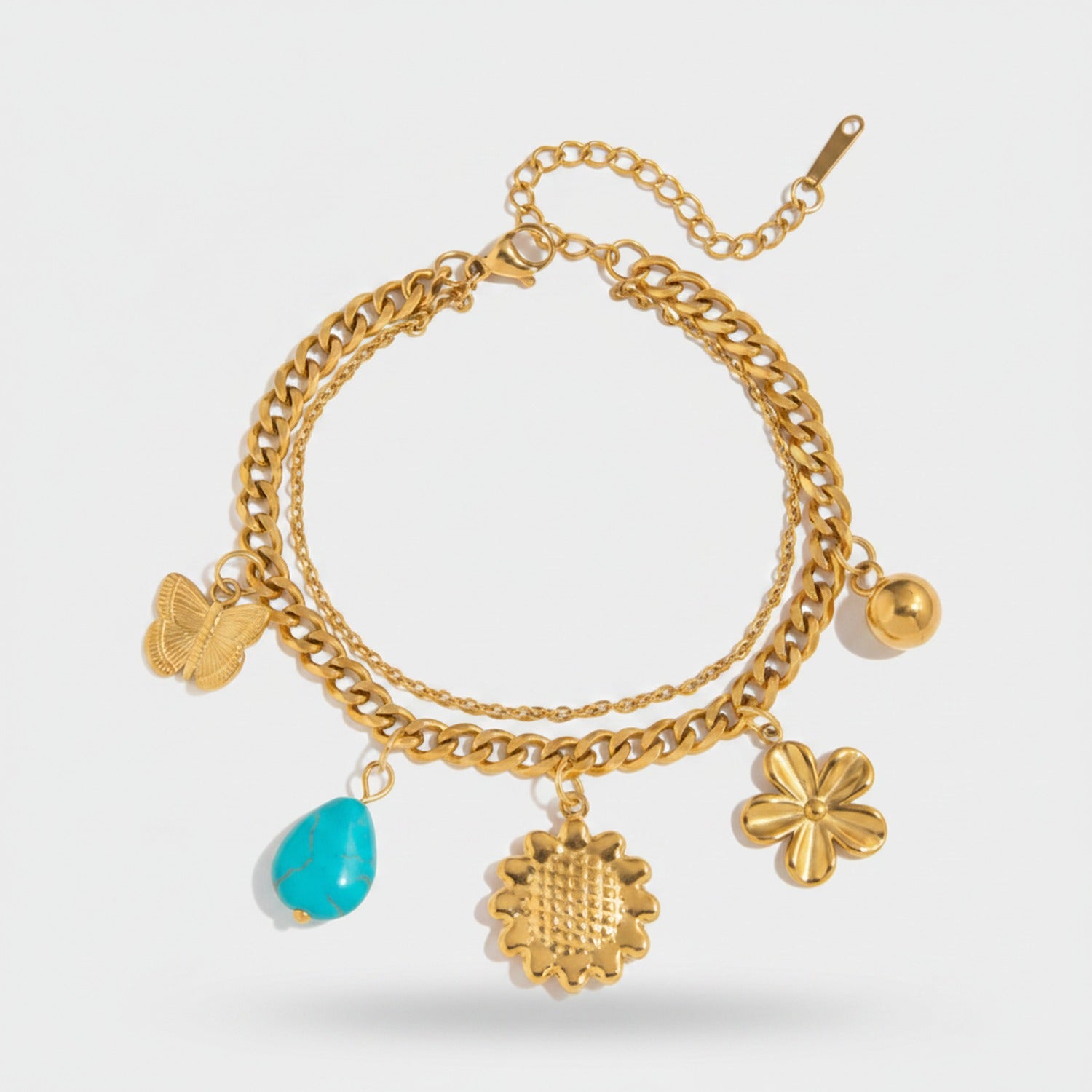 Gold Chain Bracelet With Pearl Charm Charms