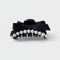 Black Pearl Beaded Hair Claw Clip With Bow