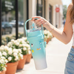 Turquoise Gradient Tumbler With Cute Charms