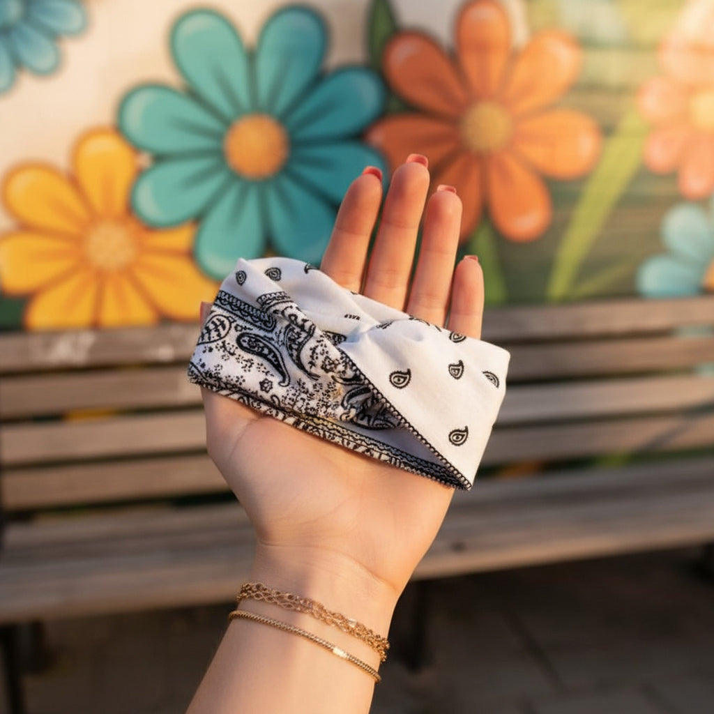 Bandana Paisley Print Hair Wrap Headband
