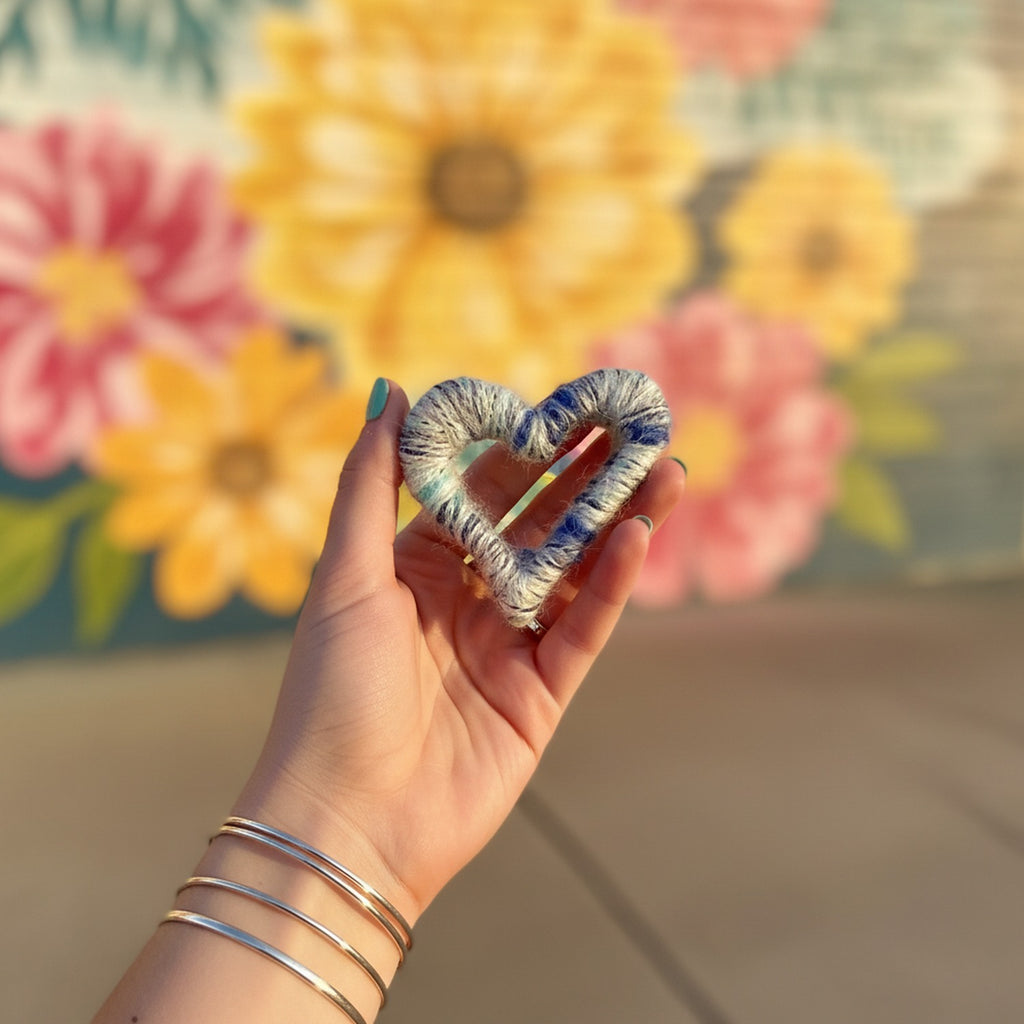 Blue Ombre Textured Heart Hair Claw