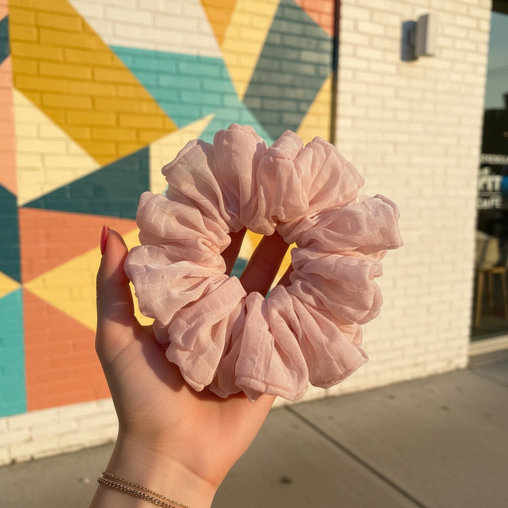 Ruched Pink Chiffon Hair Claw