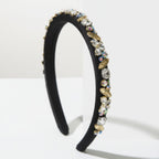 Black Padded Headband With Rhinestone Embellishments