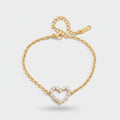 Gold Heart Rhinestone Chain Bracelet