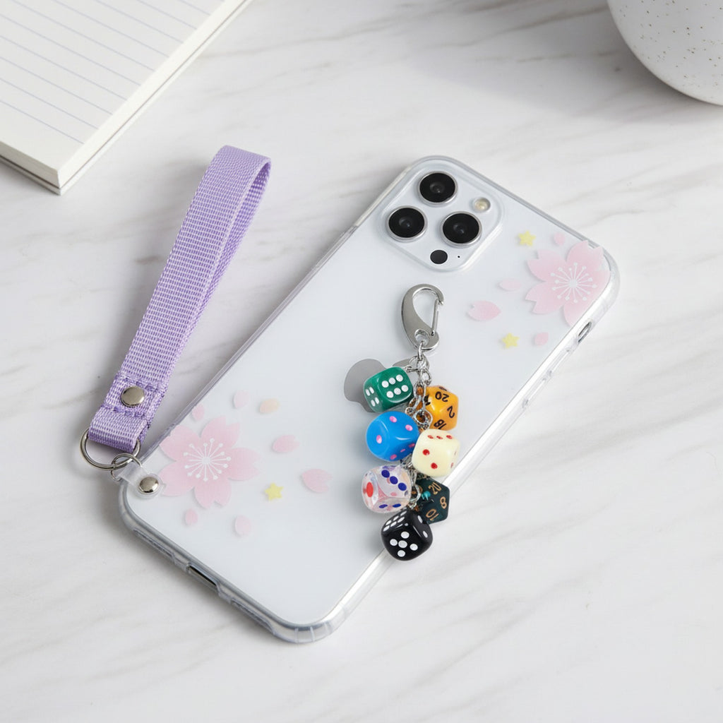 Black Acrylic Keyring With Lucky Charms