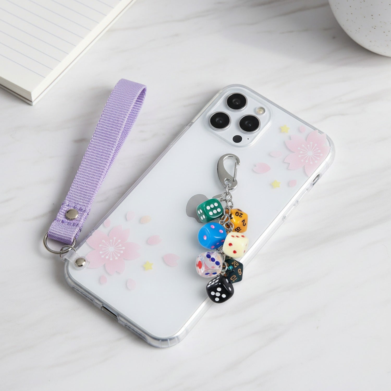 Black Acrylic Keyring With Lucky Charms
