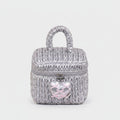 Silver Puffed Cosmetic Bag With Pink Heart Charm