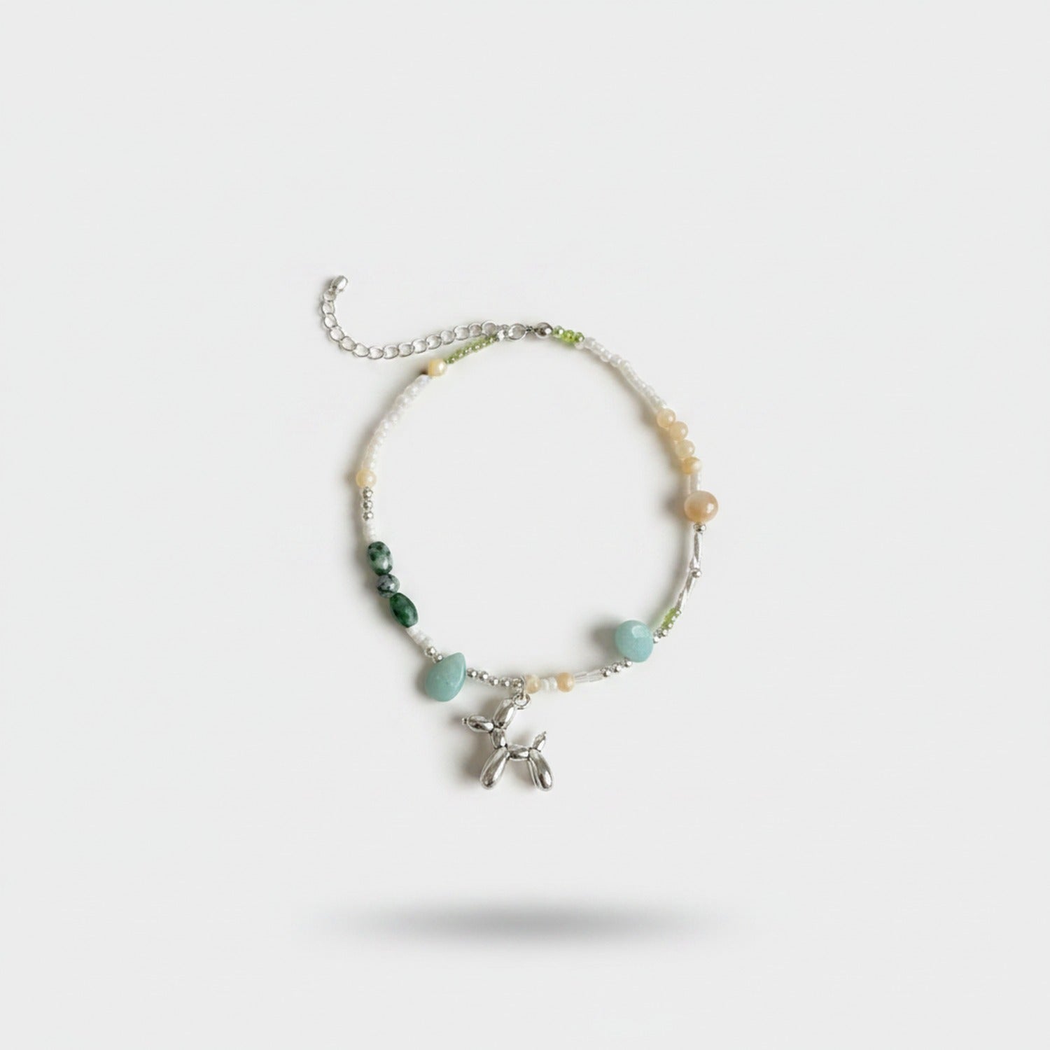 Aqua Beaded Pearl Charm Pendant Necklace