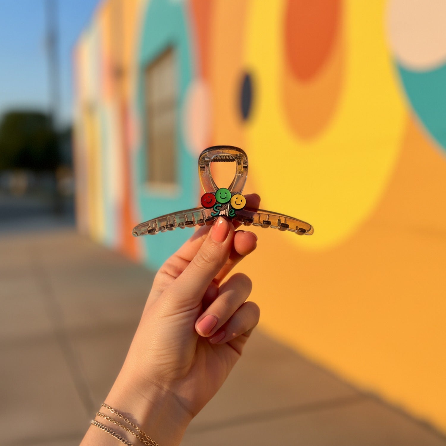 Smiley Face Hair Claw Clip Charm