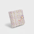 Tweed Button-Charm Square Notebook - Chanel Style Purple with 20 Pages