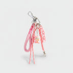 Pink Fluffy Charm Keychain With Ribbon Tassels