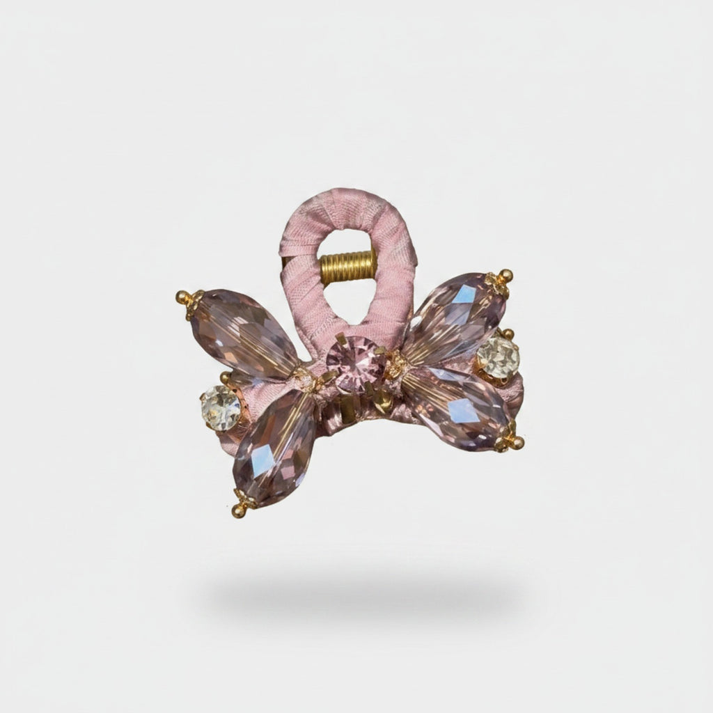 Pink Rhinestone Butterfly Hair Claw Clip