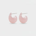 Pink Resin Chunky Crescent Moon Hoop Earrings