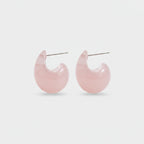 Pink Resin Chunky Crescent Moon Hoop Earrings
