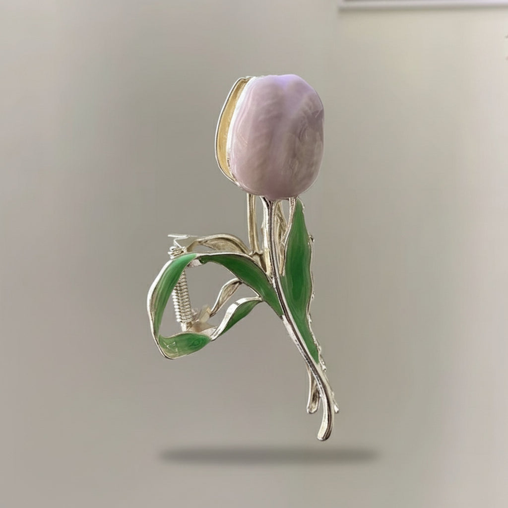 Lavender Tulip Pearl Hair Claw Clip