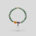 Green Jade Beaded Bracelet With Rose Quartz Charm