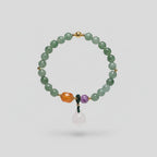 Green Jade Beaded Bracelet With Rose Quartz Charm