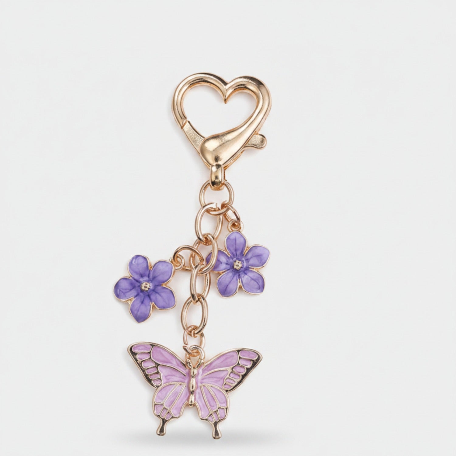 Blue Butterfly Daisy Flower Acrylic Keyring Charm