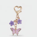 Butterfly Flower Keyring Charm - Purple Butterfly Charm