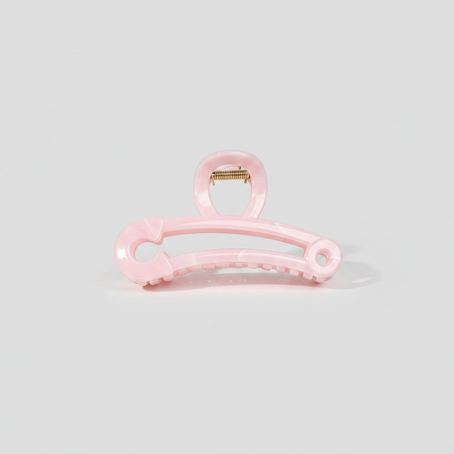 Pink Curved Hair Claw Clip With Gold Screws