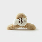 Beige Fluffy Sleeping Face Hair Claw