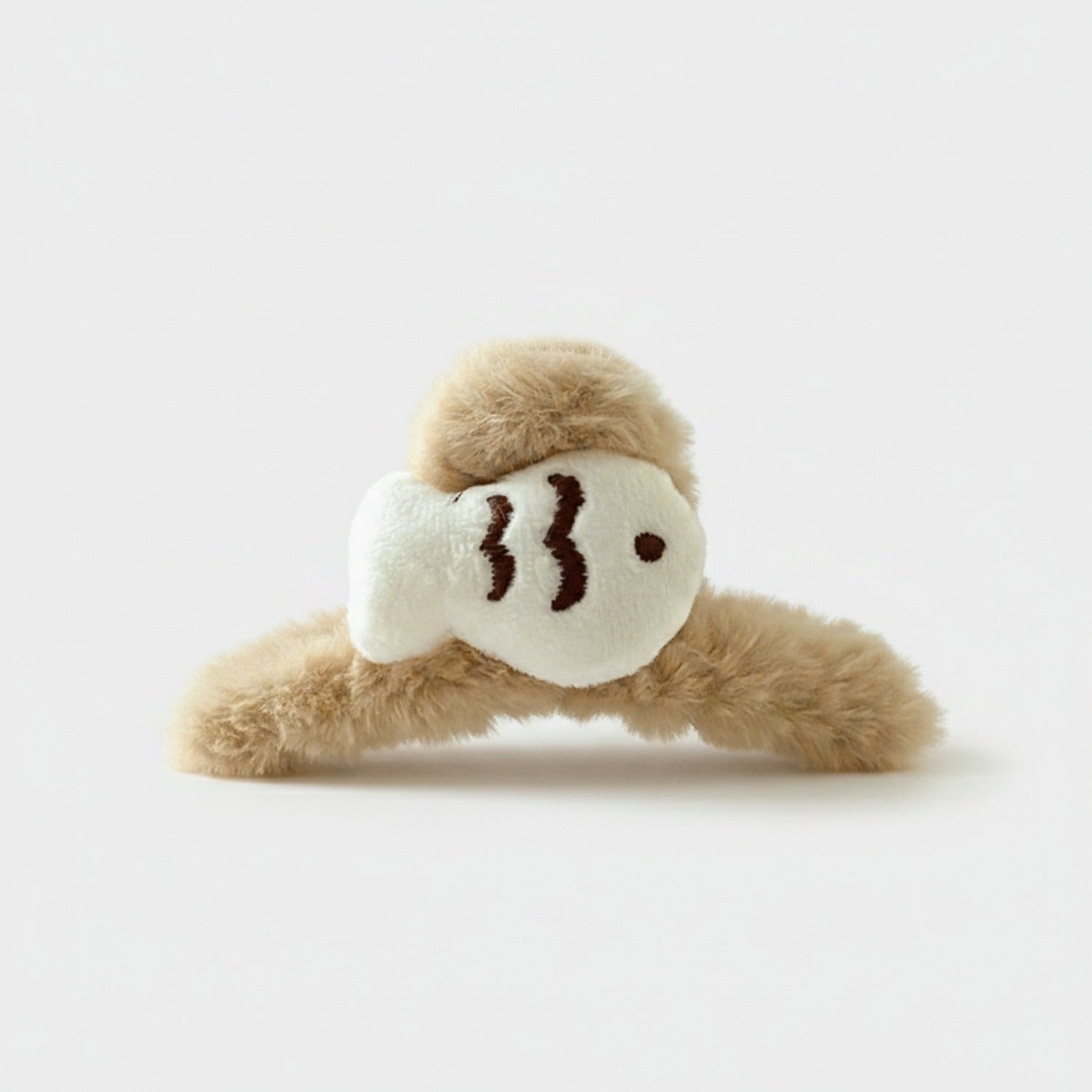 Beige Fluffy Sleeping Face Hair Claw