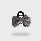 Plaid Hair Claw Clip With Gold Charm