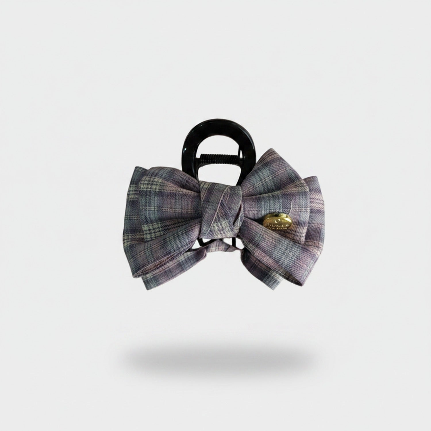 Plaid Hair Claw Clip With Gold Charm