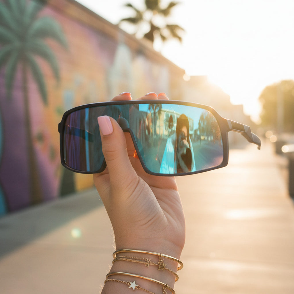 Cyan Mirror Shield Sunglasses
