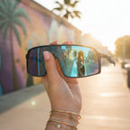 Cyan Mirror Shield Sunglasses