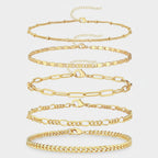 Gold Chain Bracelet Set Five Piece