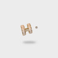 Gold Chunky H-Shape Rhinestone Earrings