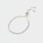 Cubic Zirconia Adjustable Tennis Bracelet - Silver White Diamond – jewelry (view 1)
