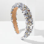 Rhinestone Beaded Padded Headband Silver Gold