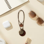 Brown Leather Double Pendant Charm Necklace