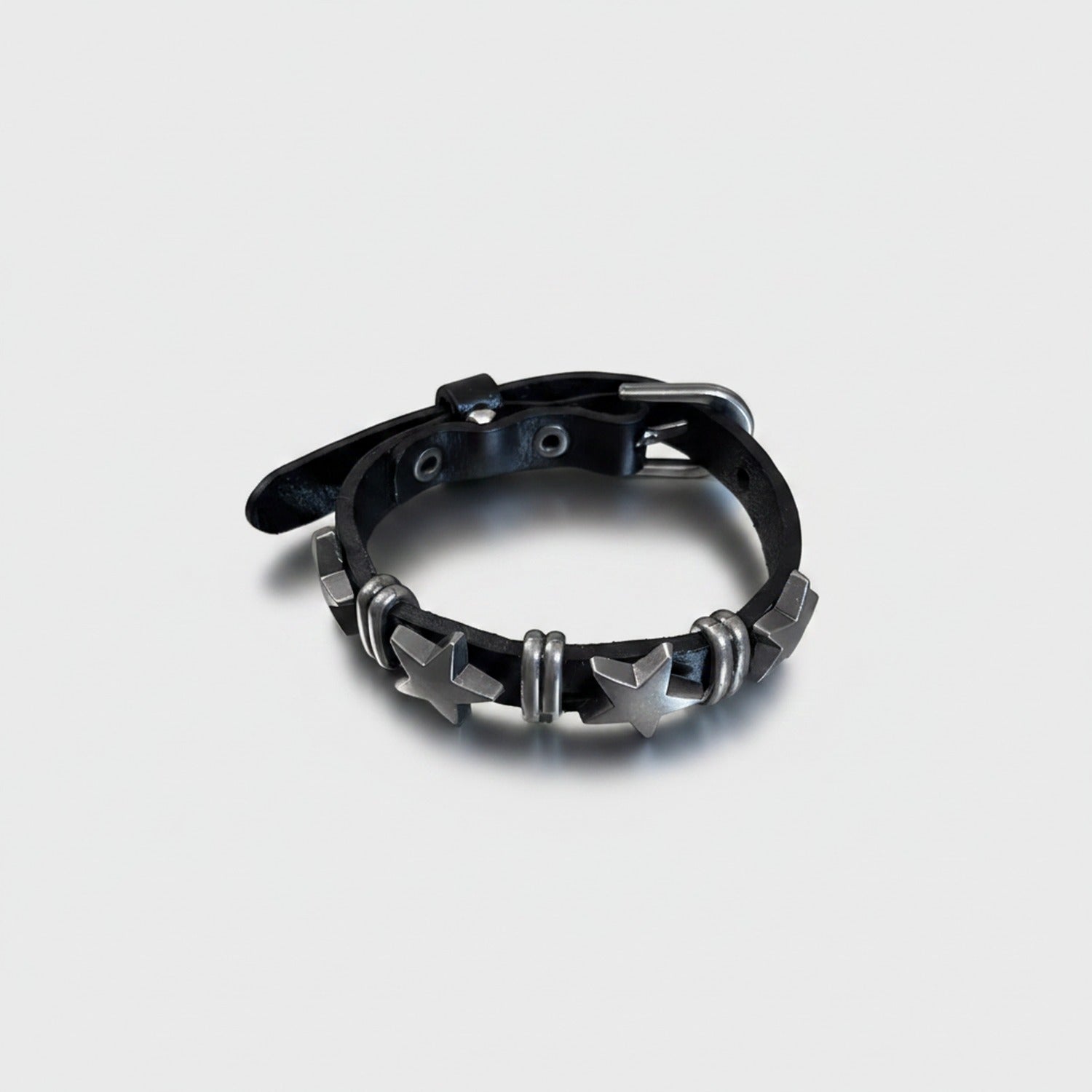 Black Leather Studded Spike Bracelet