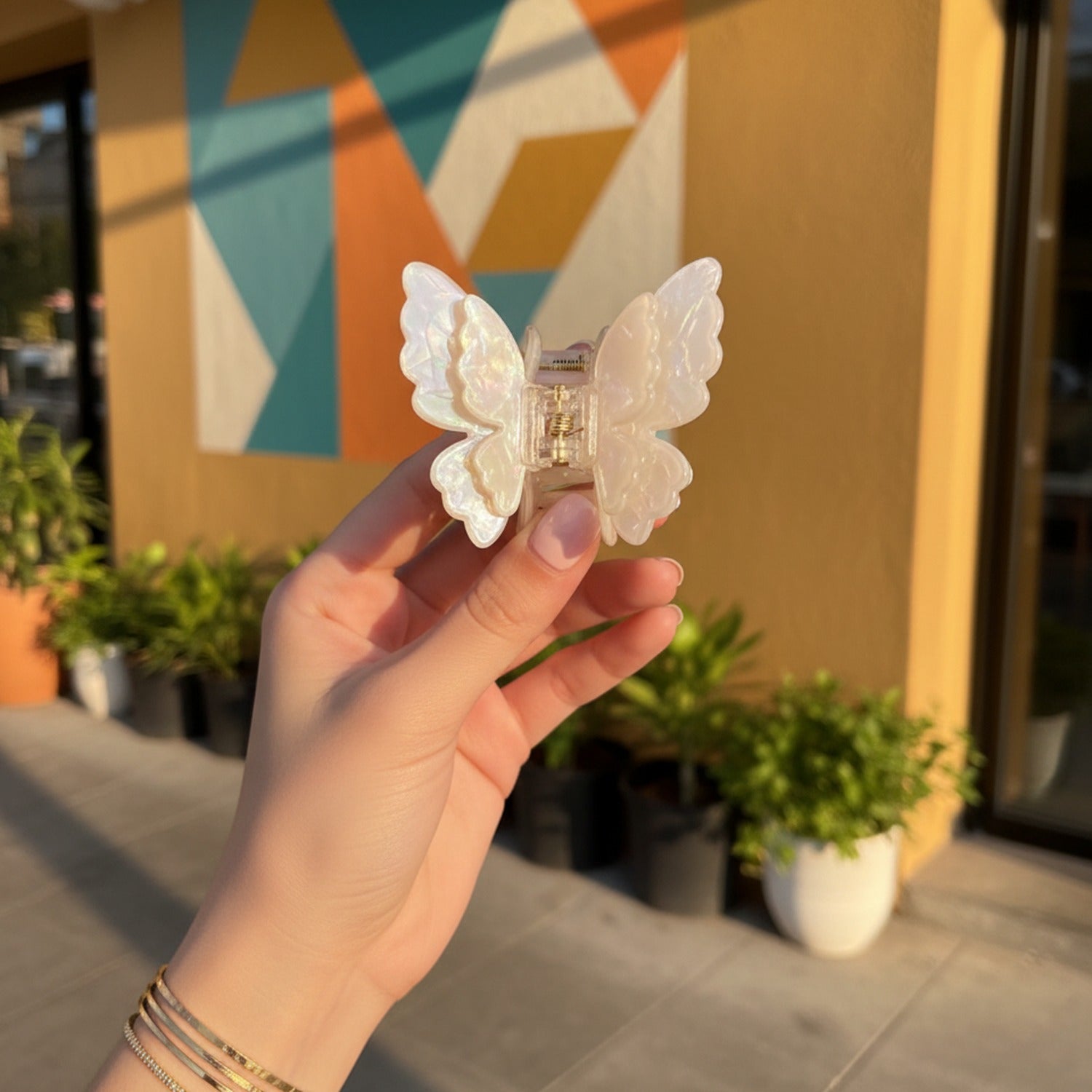 Pearl Butterfly Hair Claw Clip