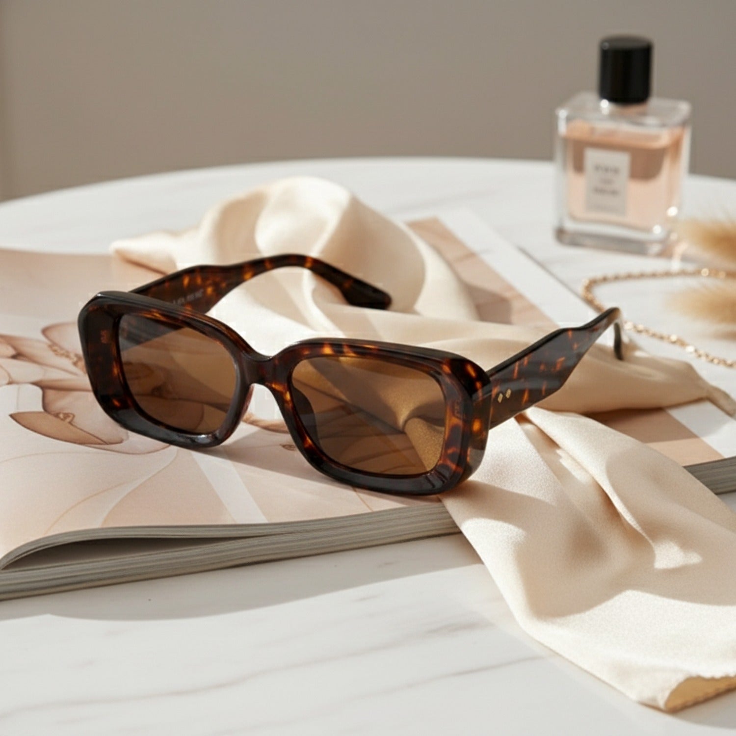 Tortoiseshell Chunky Square Sunglasses Brown
