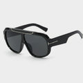 Black Oversized Aviator Sunglasses with Gold Trim