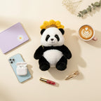 Adorable Black & White Panda Plush Toy With Golden Flower Crown