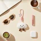 Cute Cloud Plush Keychain With Pink Rope