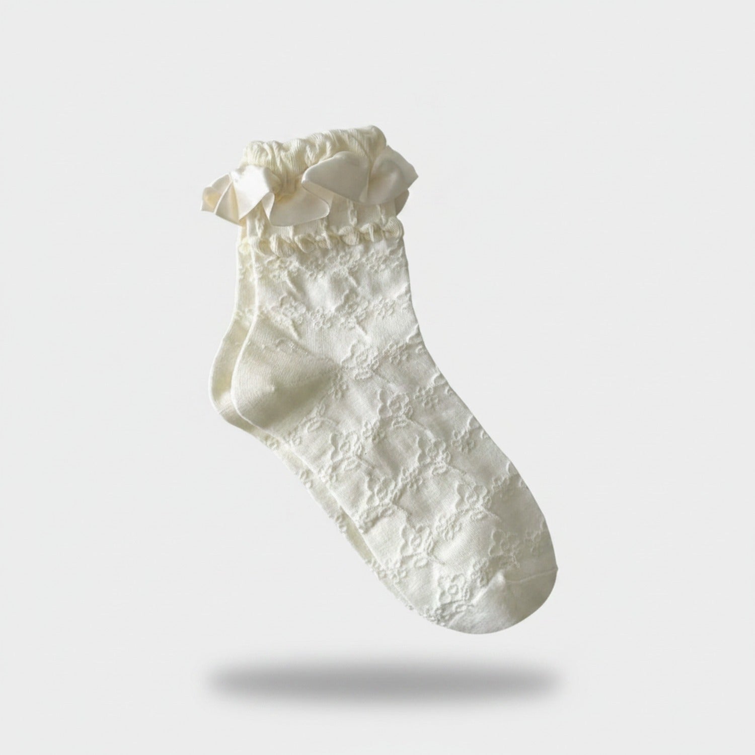 White Lace Ruffle Crew Socks