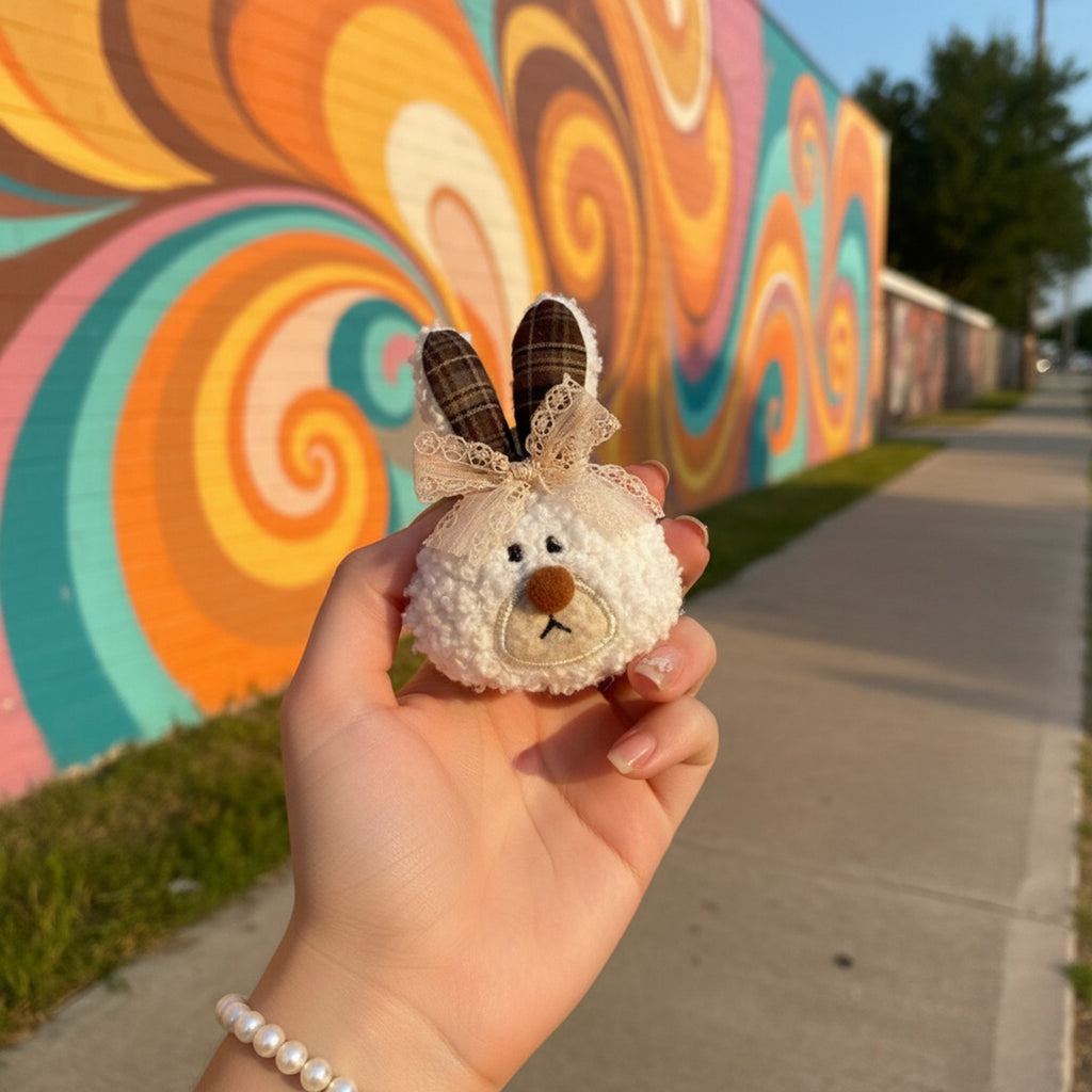 Fuzzy Bunny Hair Claw With Lace Bow