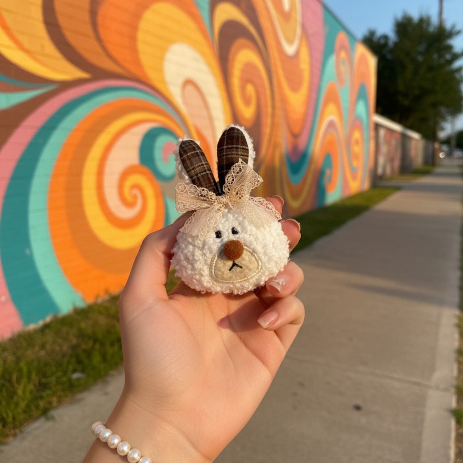 Fuzzy Bunny Hair Claw With Lace Bow