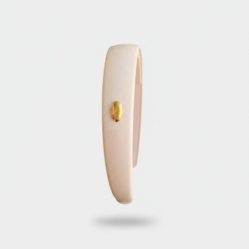 Cream Oval Gold Charm Padded Headband
