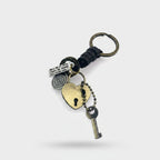 Vintage Heart Lock Key Charm Keyring