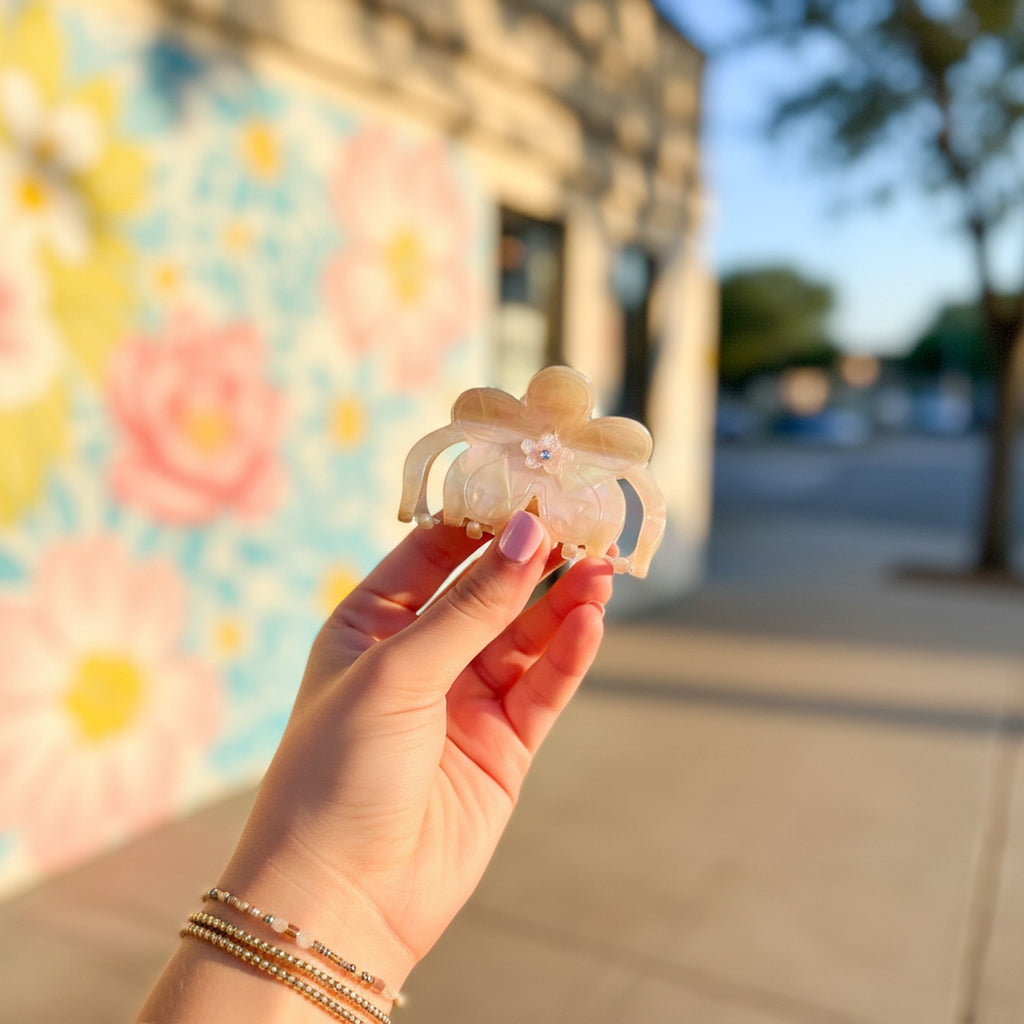 Holographic Pastel Flower Hair Claw Clip